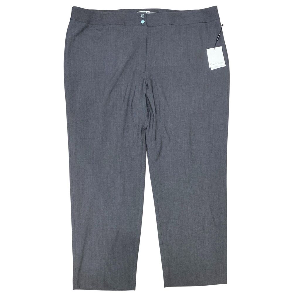Calvin Klein Pants 24W NWT Dark Gray Wide Leg Trousers Plus Size Work Stretch